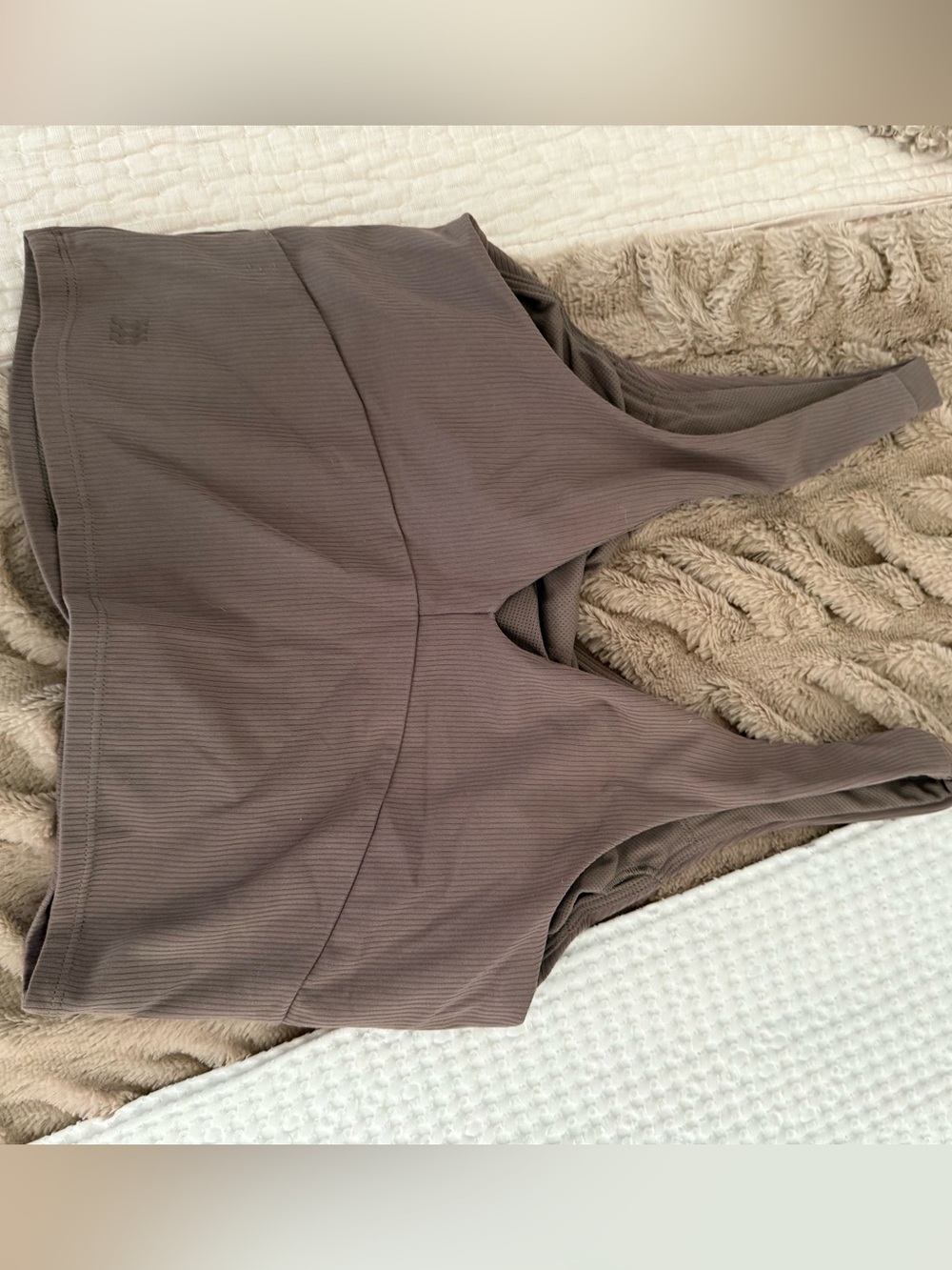 Ribbed Tank Crop Top in Taupe